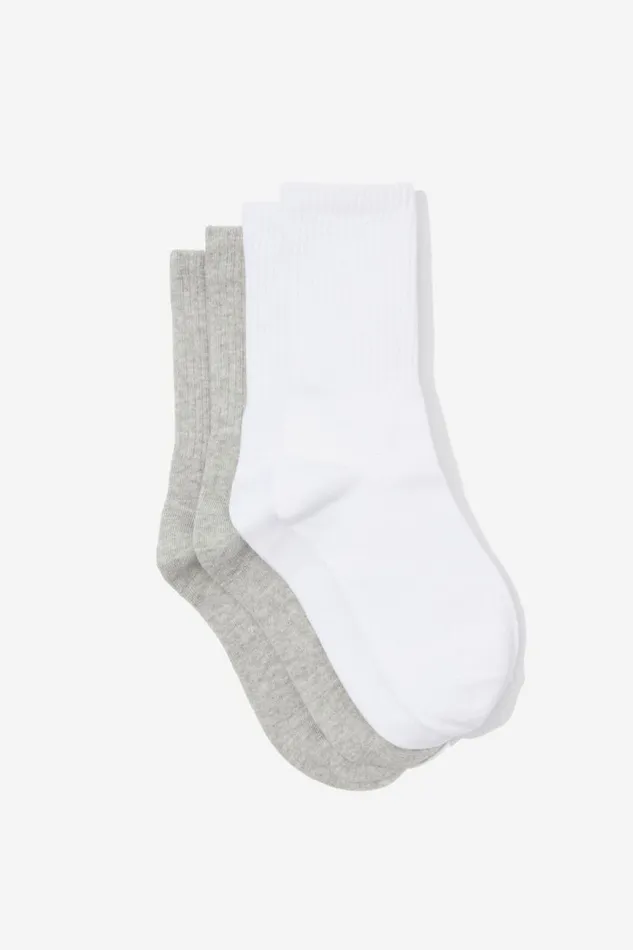 Accessories Supr Accessories Harriet Crew Sock 2 Pack Whitegrey Marle