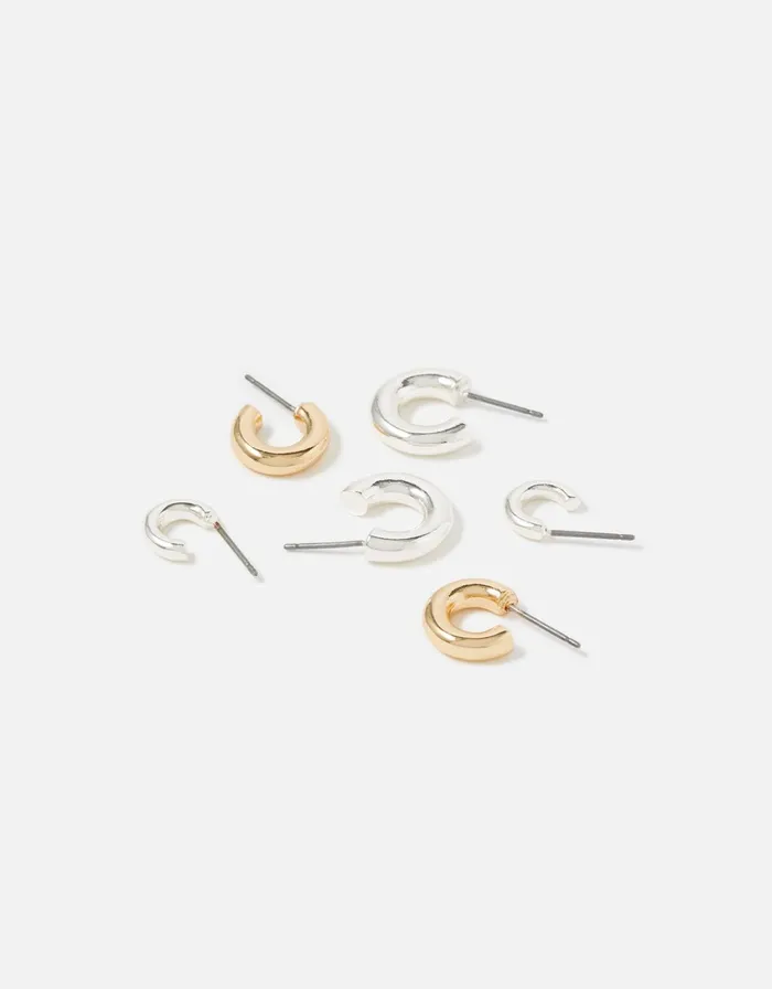 Accessorize Berry Blush Small Chunky Hoop Set Women Earrings