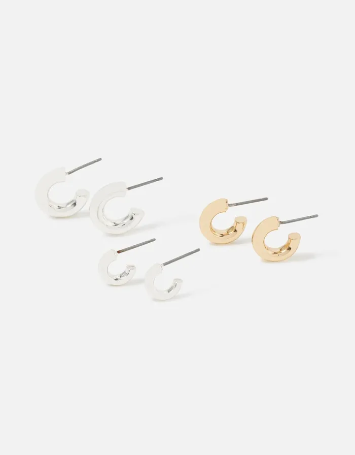Accessorize Berry Blush Small Chunky Hoop Set Women Earrings