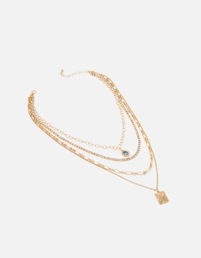 Accessorize Blue Harvest Cupchain Coin Layered Necklace Women Necklaces