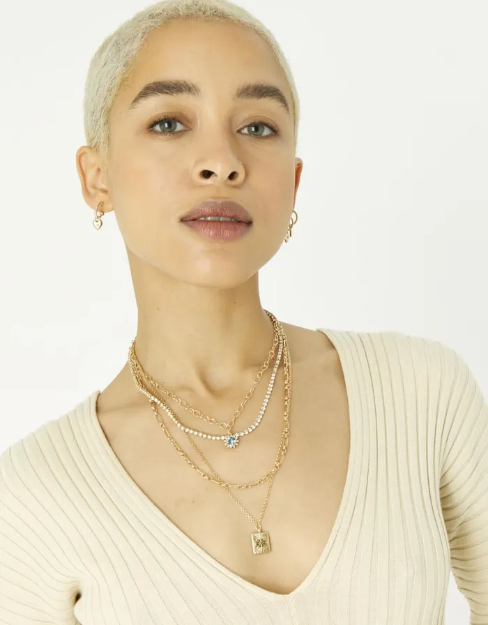 Accessorize Blue Harvest Cupchain Coin Layered Necklace Women Necklaces