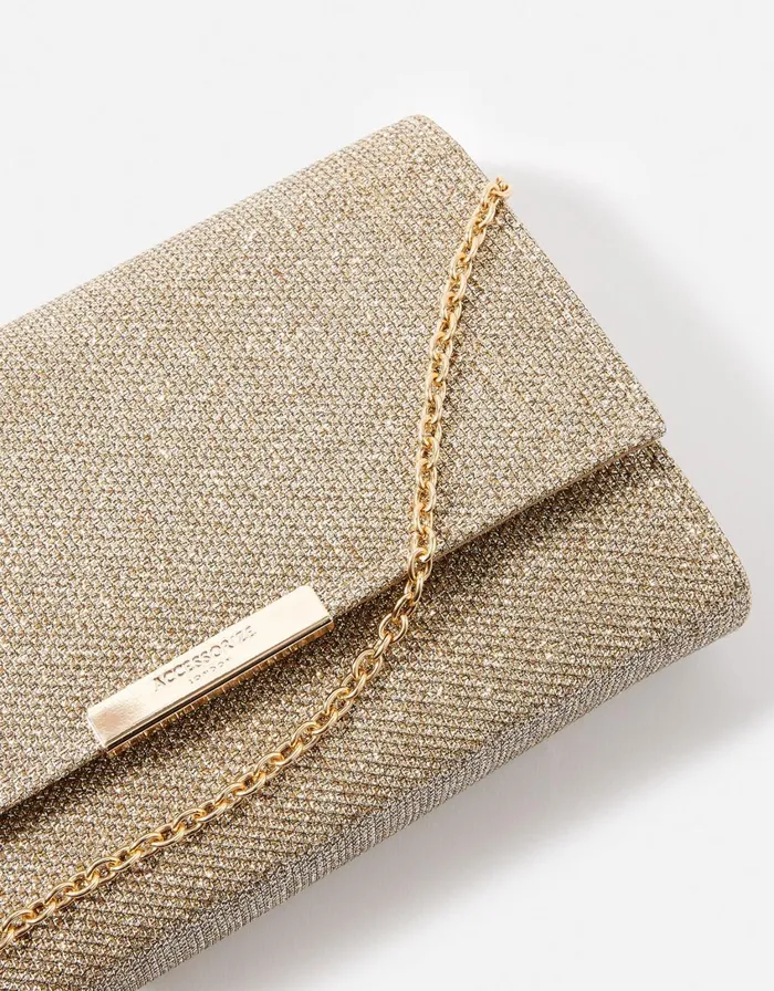 Accessorize Box Clutch Bag Gold Women Clutch Bags