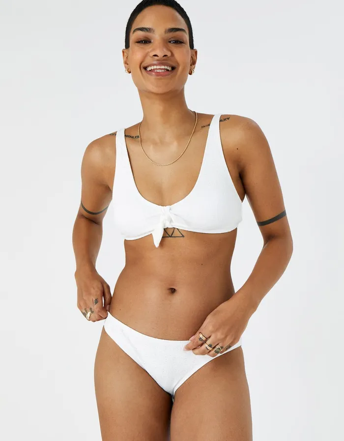 Accessorize Broderie Bunny Tie Bikini Top Ivory Ivory Women Bikinis