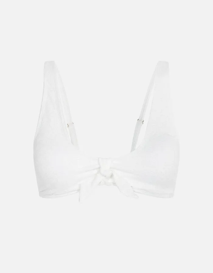 Accessorize Broderie Bunny Tie Bikini Top Ivory Ivory Women Bikinis