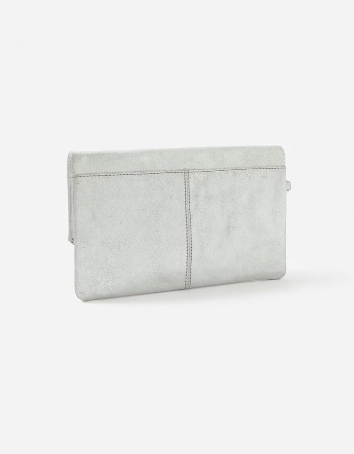 Accessorize Carley Leather Clutch Bag Silver Silver Women Leather Bags