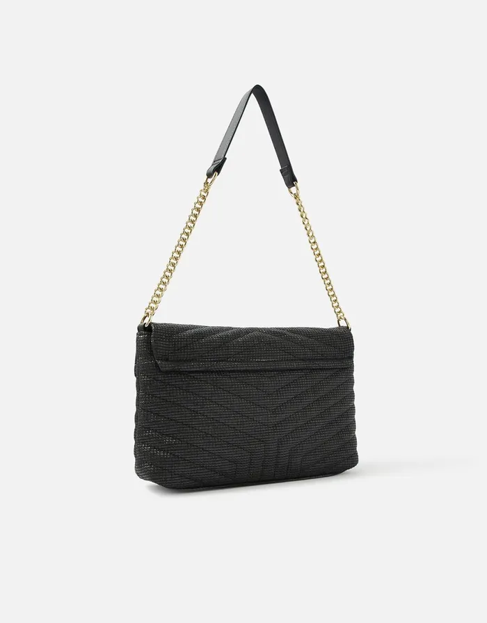 Accessorize Chevron TwistLock Shoulder Bag Black Women Clutch Bags