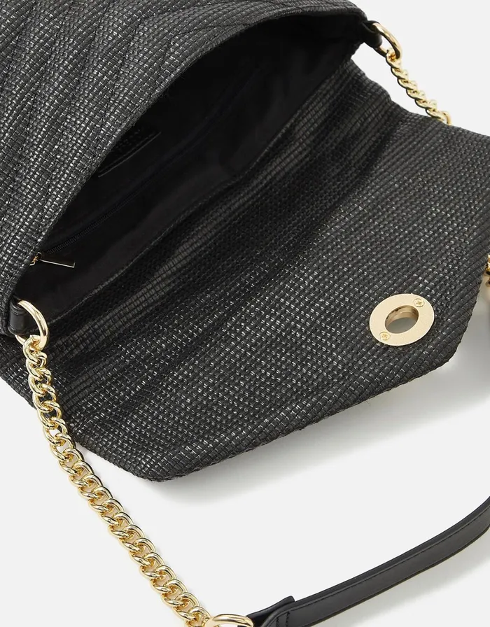 Accessorize Chevron TwistLock Shoulder Bag Black Women Clutch Bags