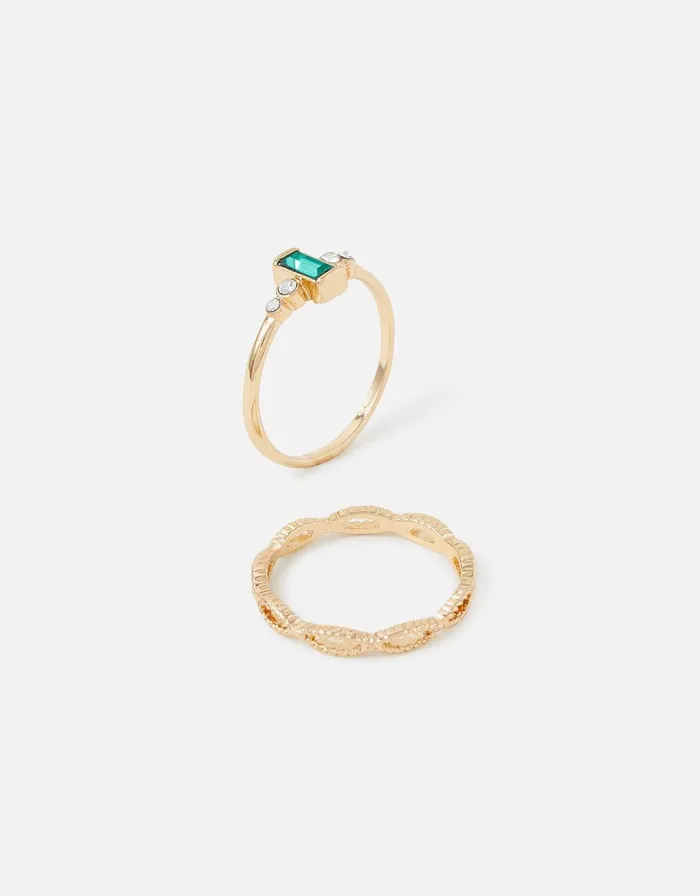 Accessorize CrossOver Vintage Style Stacking Ring Twinset Green Green Women Rings