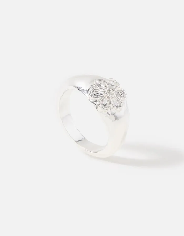 Accessorize Daisy Signet Ring Silver Silver Women Rings