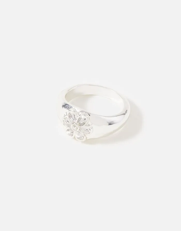 Accessorize Daisy Signet Ring Silver Silver Women Rings