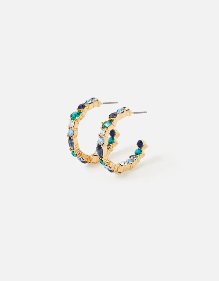 Accessorize Eclectic Stone Hoop Earrings Women Earrings