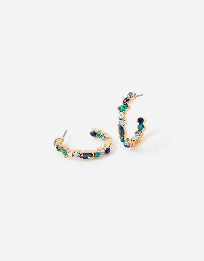 Accessorize Eclectic Stone Hoop Earrings Women Earrings