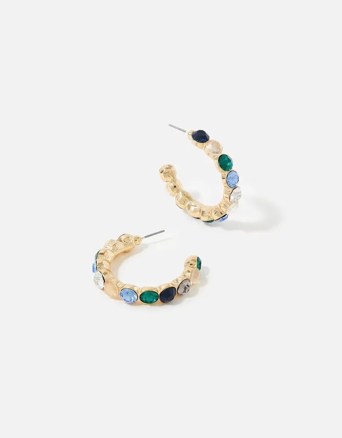 Accessorize Eclectic Stone Hoops Women Earrings