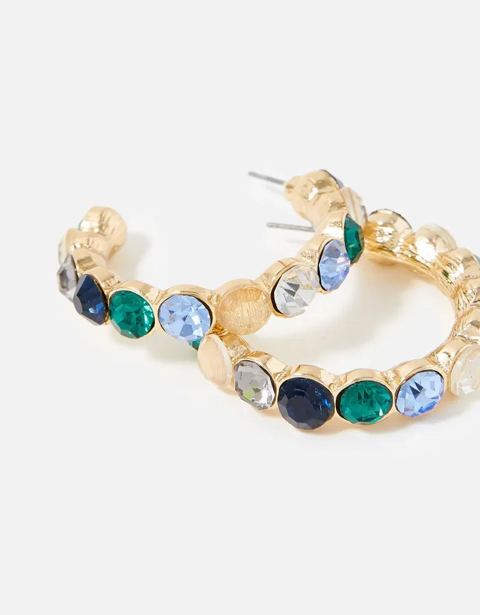 Accessorize Eclectic Stone Hoops Women Earrings