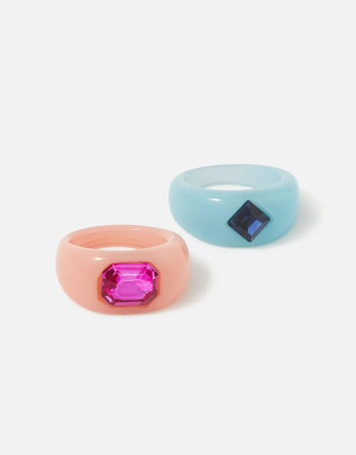 Accessorize Eye Candy Chubby Domed Ring Set Multi Pastelmulti Women Rings