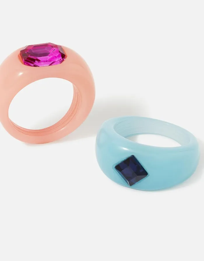 Accessorize Eye Candy Chubby Domed Ring Set Multi Pastelmulti Women Rings