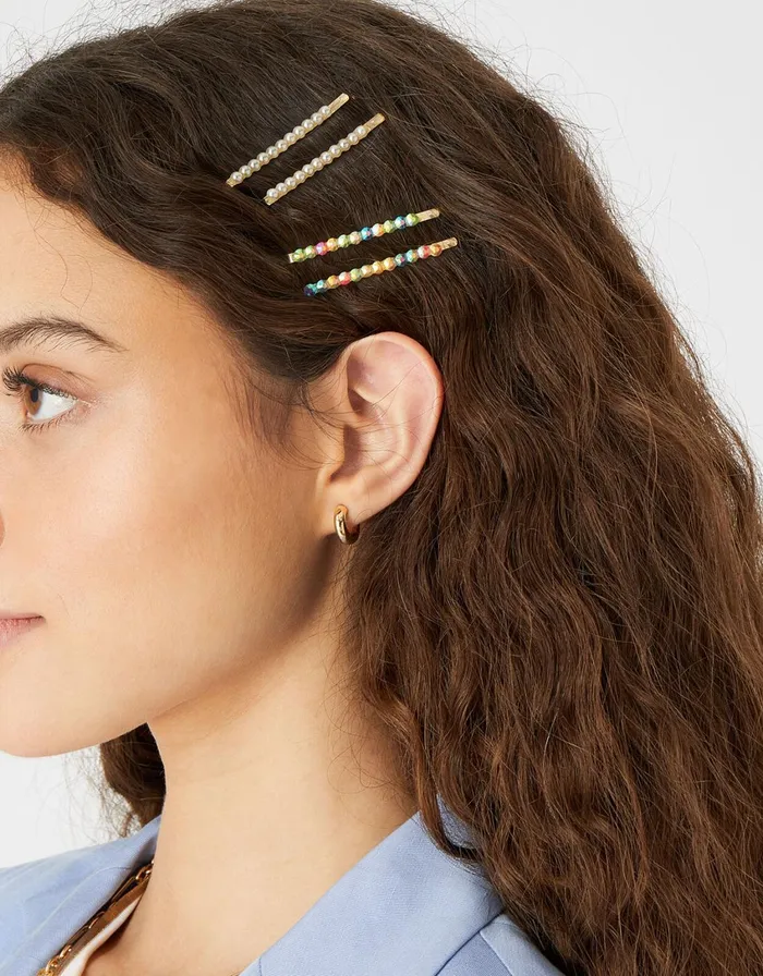 Accessorize Gem And Pearl Hair Slide Multipack Women Hair Accessories