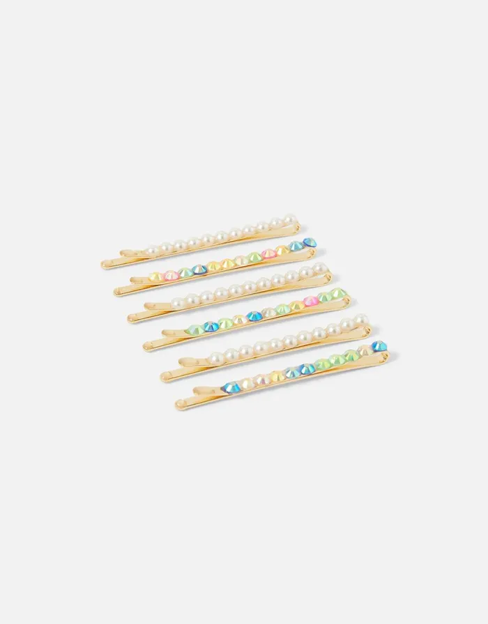 Accessorize Gem And Pearl Hair Slide Multipack Women Hair Accessories