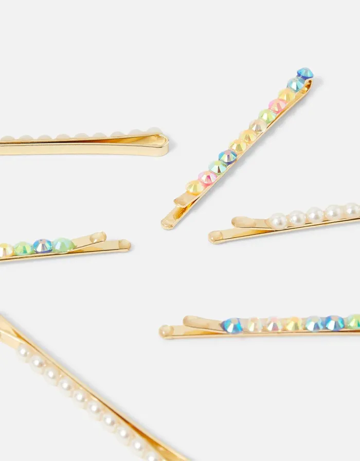 Accessorize Gem And Pearl Hair Slide Multipack Women Hair Accessories