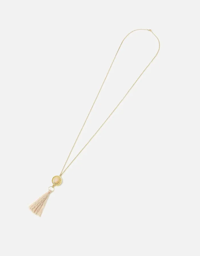 Accessorize Gem Disc Tassel Pendant Necklace Women Necklaces