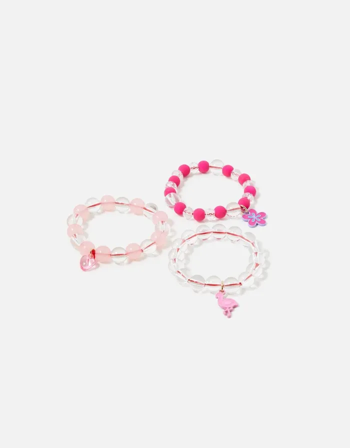 Accessorize Girls Flamingo Beaded Bracelet Set Girls Jewellery