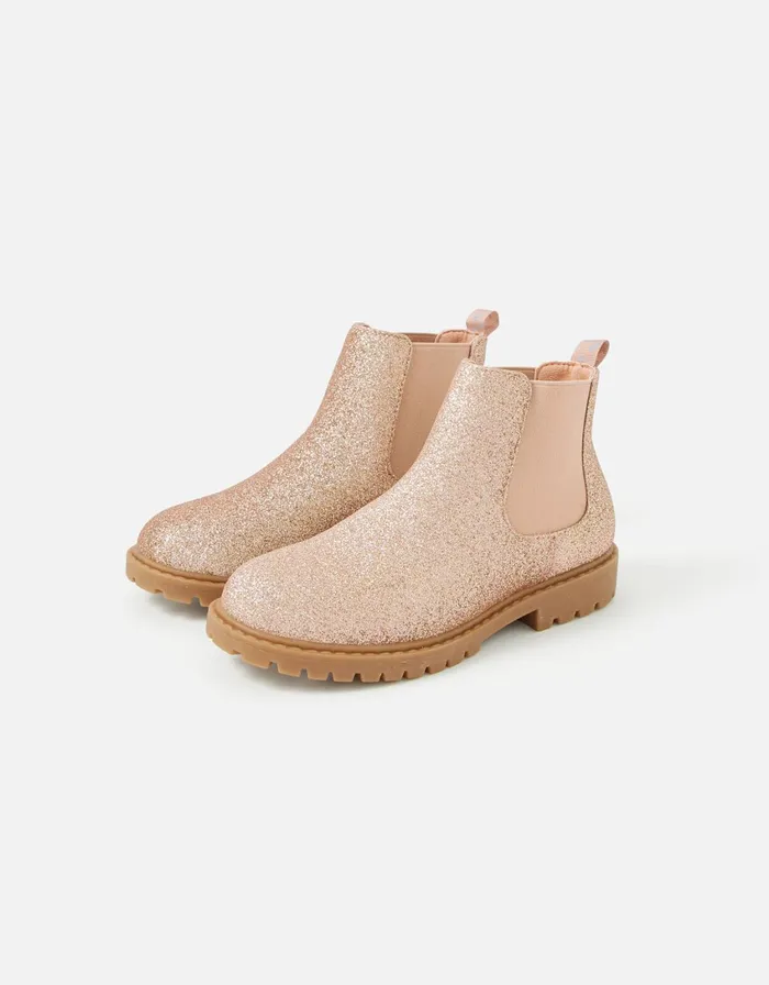 Accessorize Girls Glitter Chelsea Boots Pink Pink Girls Shoes