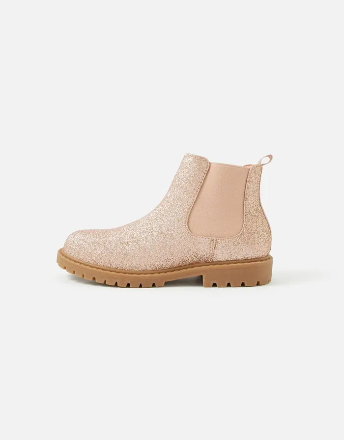 Accessorize Girls Glitter Chelsea Boots Pink Pink Girls Shoes