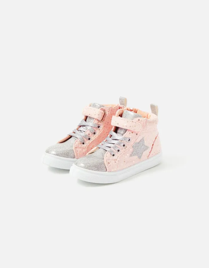 Accessorize Girls Star HighTop Trainers Pink Pink Girls Shoes