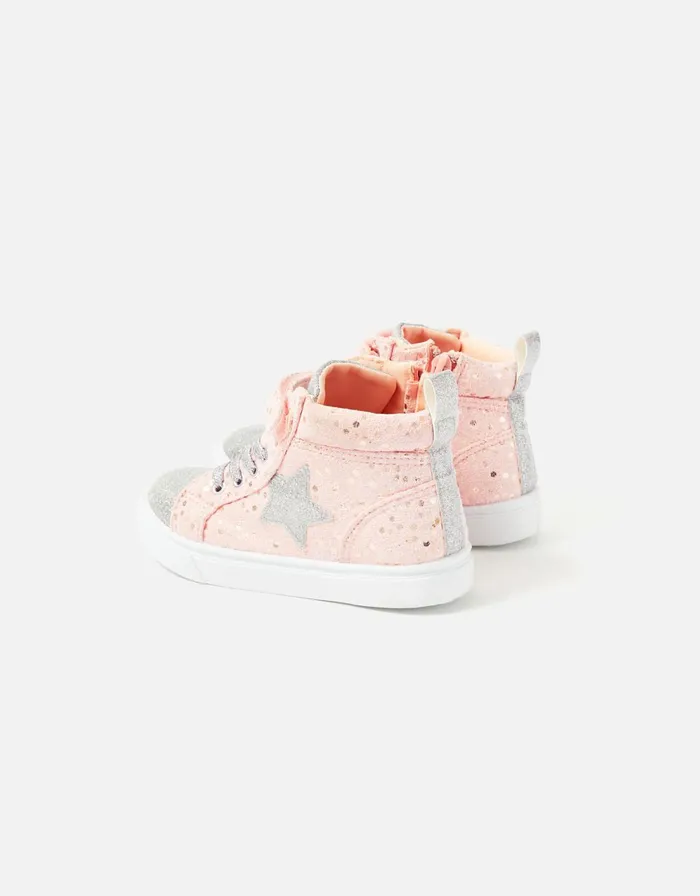Accessorize Girls Star HighTop Trainers Pink Pink Girls Shoes