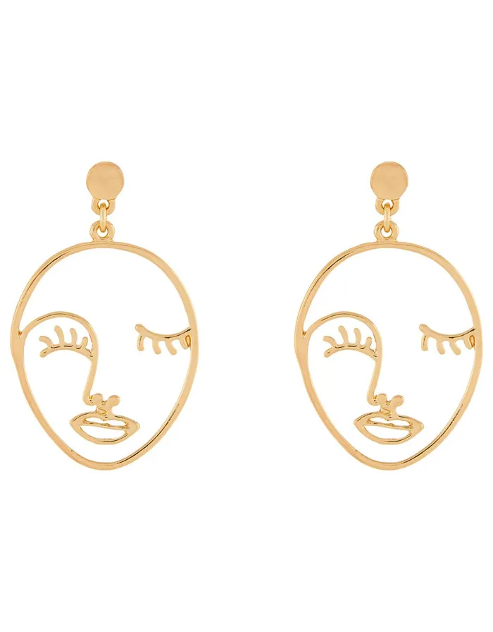 Accessorize Gold Face Earrings Women Earrings