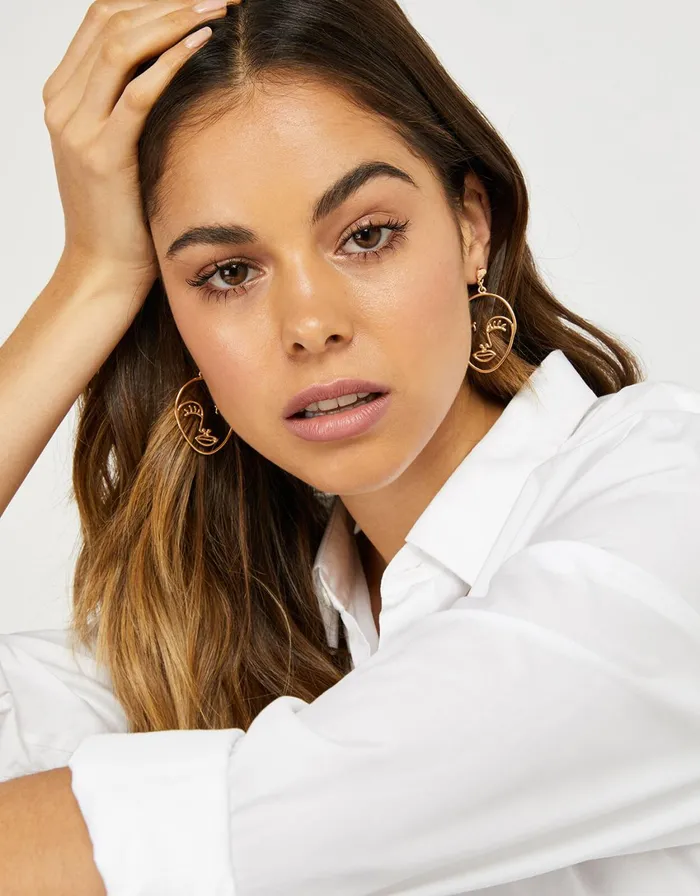 Accessorize Gold Face Earrings Women Earrings