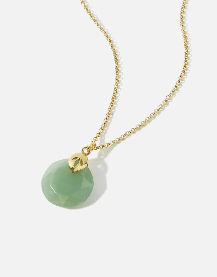 Accessorize GoldPlated Aventurine Circle Pendant Necklace Women Necklaces