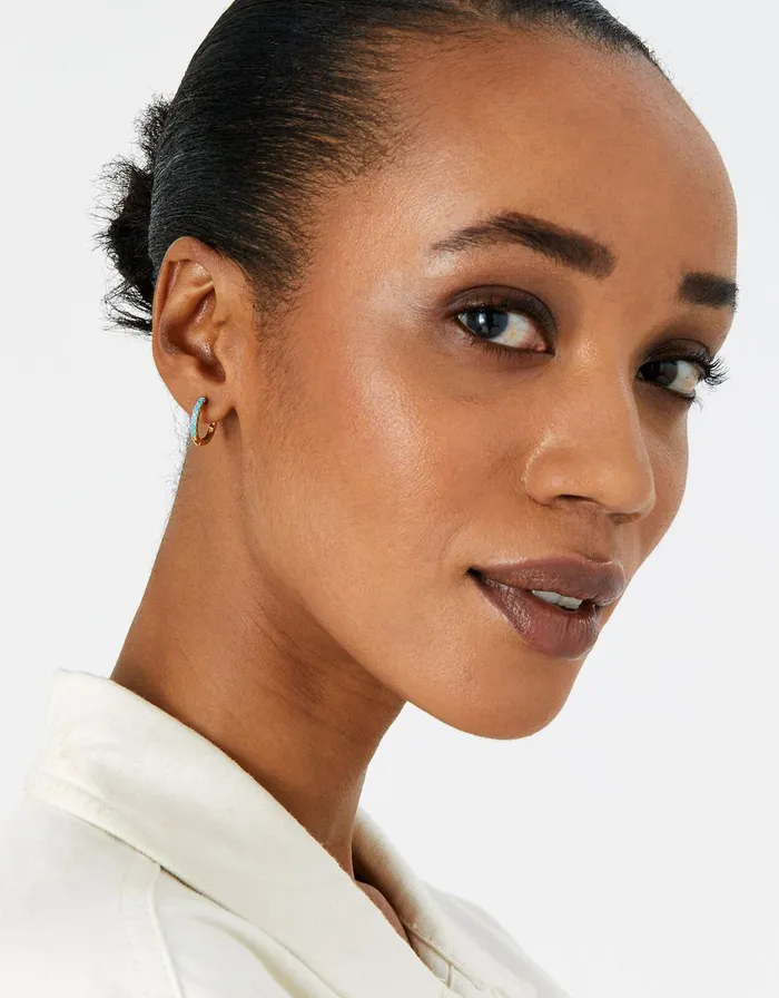 Accessorize GoldPlated Beaded Huggie Hoops Women Earrings