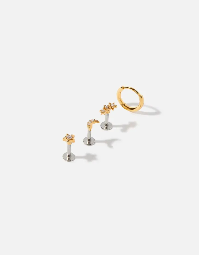 Accessorize GoldPlated Celestial Stud And Hoop Set Women Earrings