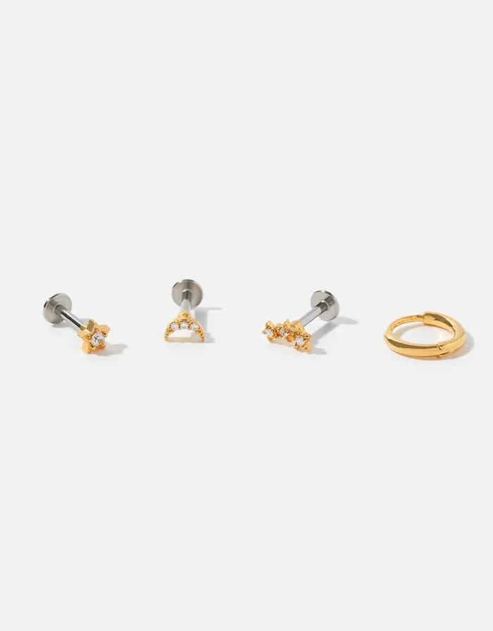 Accessorize GoldPlated Celestial Stud And Hoop Set Women Earrings