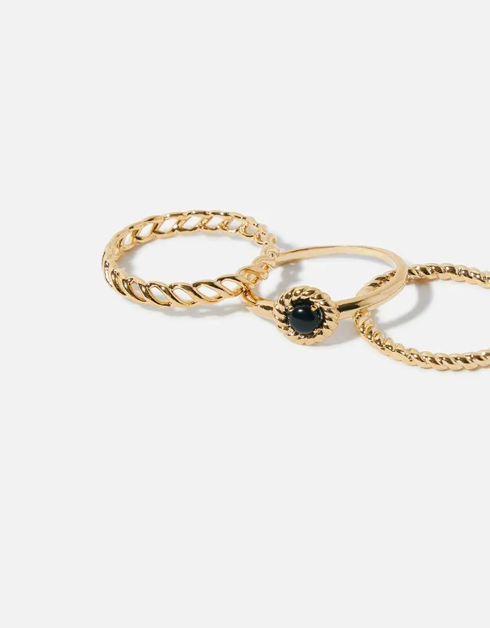 Accessorize GoldPlated Charm Ring Set Gold Gold Women Rings