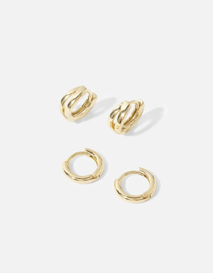 Accessorize GoldPlated Crossover Hoop Set Women Earrings