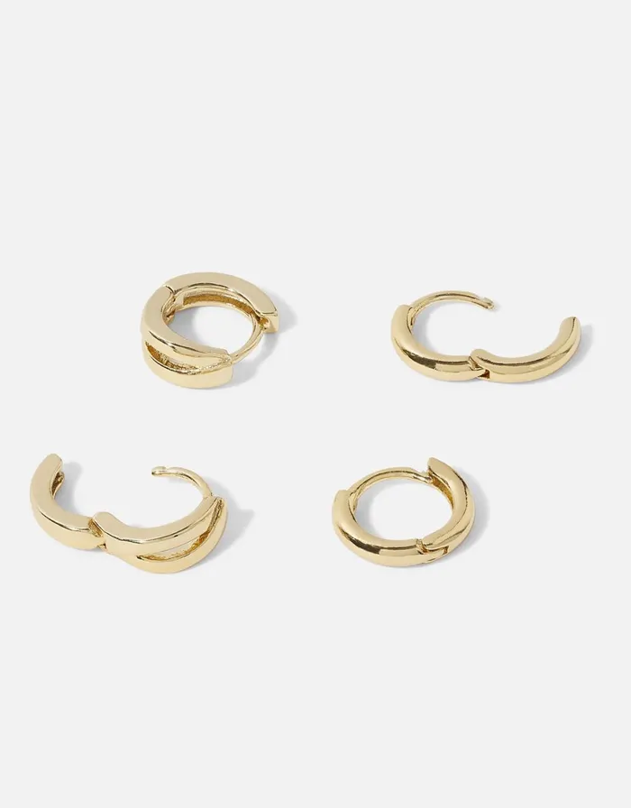 Accessorize GoldPlated Crossover Hoop Set Women Earrings