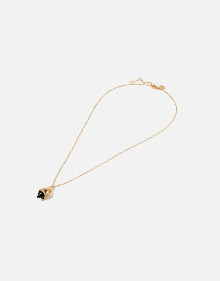 Accessorize GoldPlated Onyx Healing Stone Pendant Necklace Women Necklaces