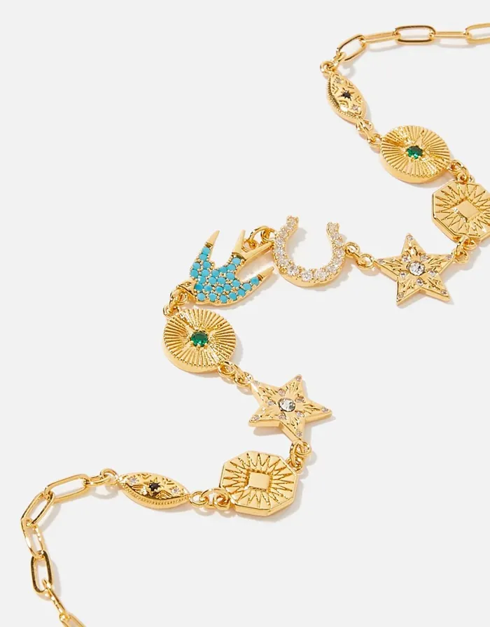 Accessorize GoldPlated Vintage Swallow Charm Collar Necklace Women Necklaces