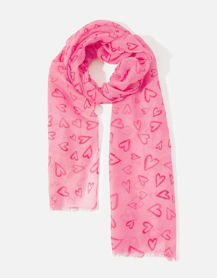 Accessorize Heart Print Lightweight Scarf Women Scarves