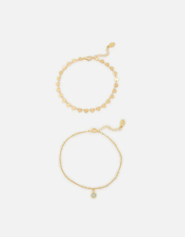 Accessorize Heart Station Anklet Twinset Women Anklets