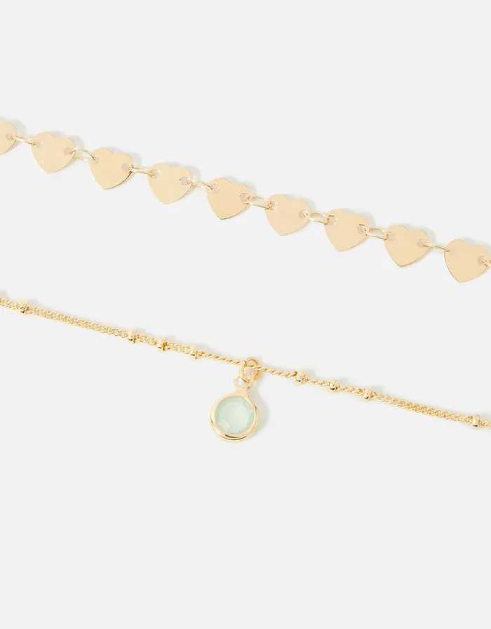 Accessorize Heart Station Anklet Twinset Women Anklets