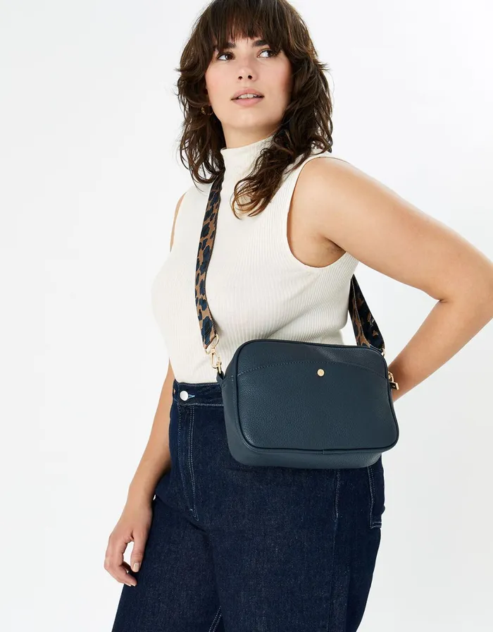 Accessorize Leopard Strap Camera Bag Navy Women CrossBody Bags