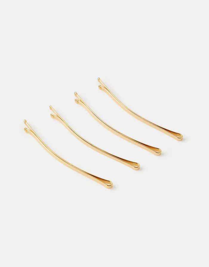 Accessorize Long Metal Curved Hair Slide Set Gold Gold Women Hair Accessories