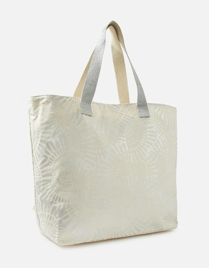 Accessorize Mia Metallic Shell Print Tote Bag Silver Silver Women Beach Bags