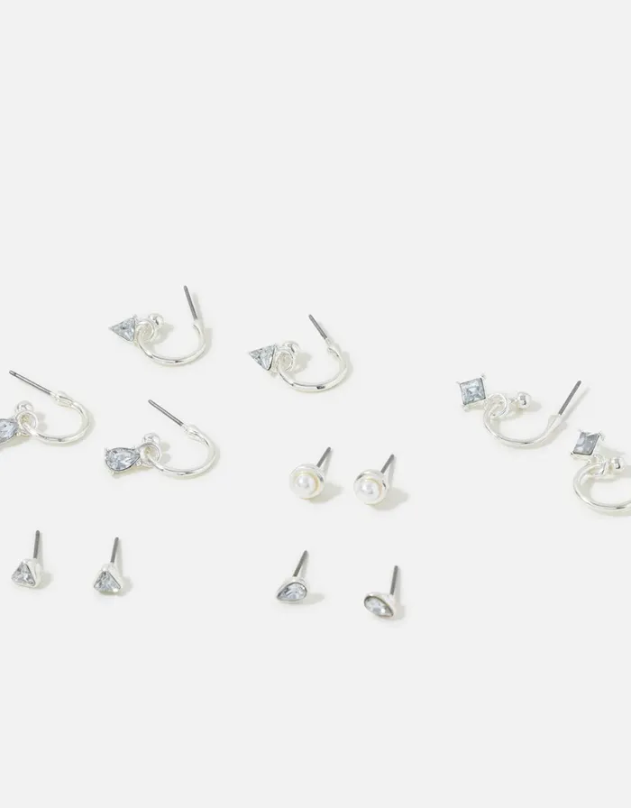 Accessorize Mixed Shape Gem Huggie Hoop And Stud Set Women Earrings