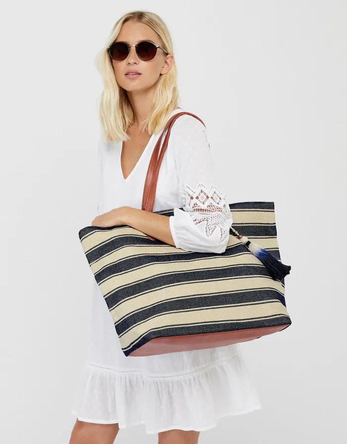 Accessorize Nautical Stripe Beach Tote Bag Women Tote and Shopper Bags
