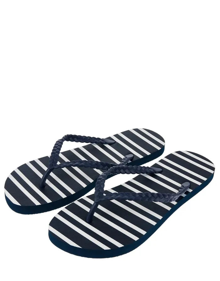 Accessorize Nautical Stripe EVA Flip Flops Blue Navy Women Sandals and Flip Flops