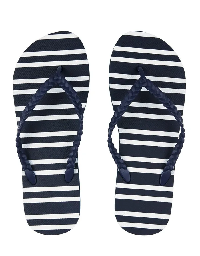 Accessorize Nautical Stripe EVA Flip Flops Blue Navy Women Sandals and Flip Flops